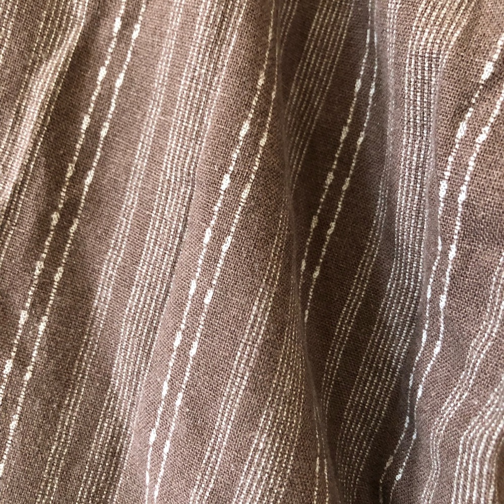 Rewash Wide-Leg Drawstring Pants Linen Blend Small Brown Striped Beach Casual - Picture 10 of 12